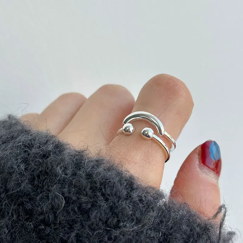 

Женское Двухслойное кольцо со смайликом Kinel, оригинальное сертифицированное кольцо из стерлингового серебра 925 пробы, простой модный дизайн, тренд 2023