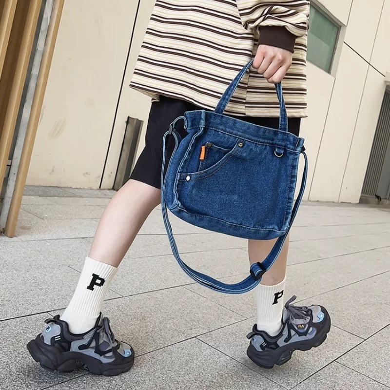 

Casual Bag for Women 2023 New Denim Shoulder Messenger Bag for Men Shopping Bags Students Book Bag Handbags Large Tote for Girls