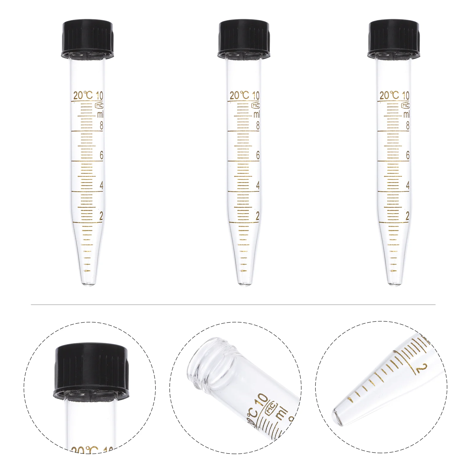 

3 Pcs Screw Graduated Test Tube Glass Tubes 10ml Centrifuge Spiral Hat Experiment Tools Plastic Liquid Container Pipes