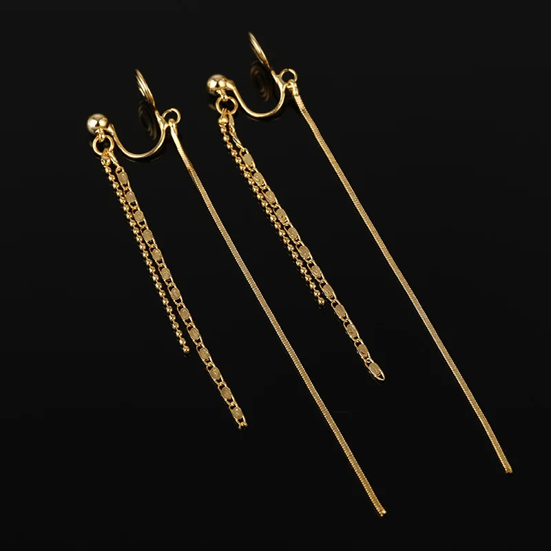 

Fashion long fairy tassel mosquito coil ear clip face repair all-match ear stud jewelry gift wholesale hot sale