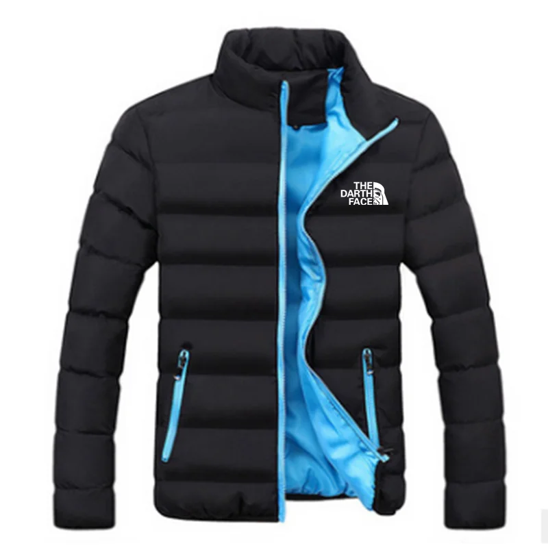 Chaqueta de invierno con cuello levantado para hombre, chaqueta acolchada con cremallera