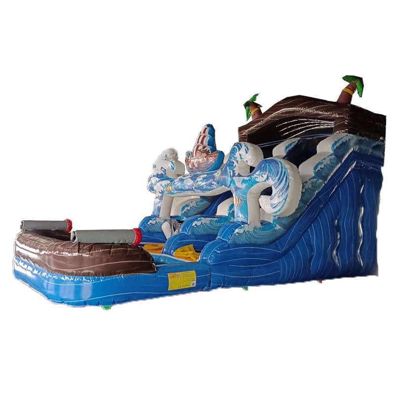 Гигантская надувная водная горка в стиле пиратского корабля популярный дизайн