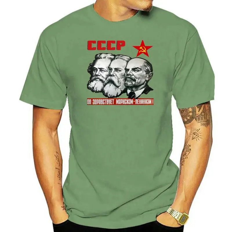 

Lenin Marx Engels Soviet Union Cccp - New Cotton White Tshirt Printed T-shirt Men's Short Sleeve O-neck T-shirts StreeTwear