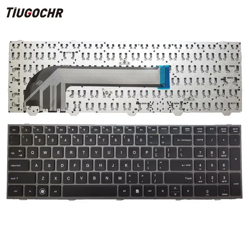 

New Keyboard for HP 4540S 4545S SILVER FRAME BLACK US