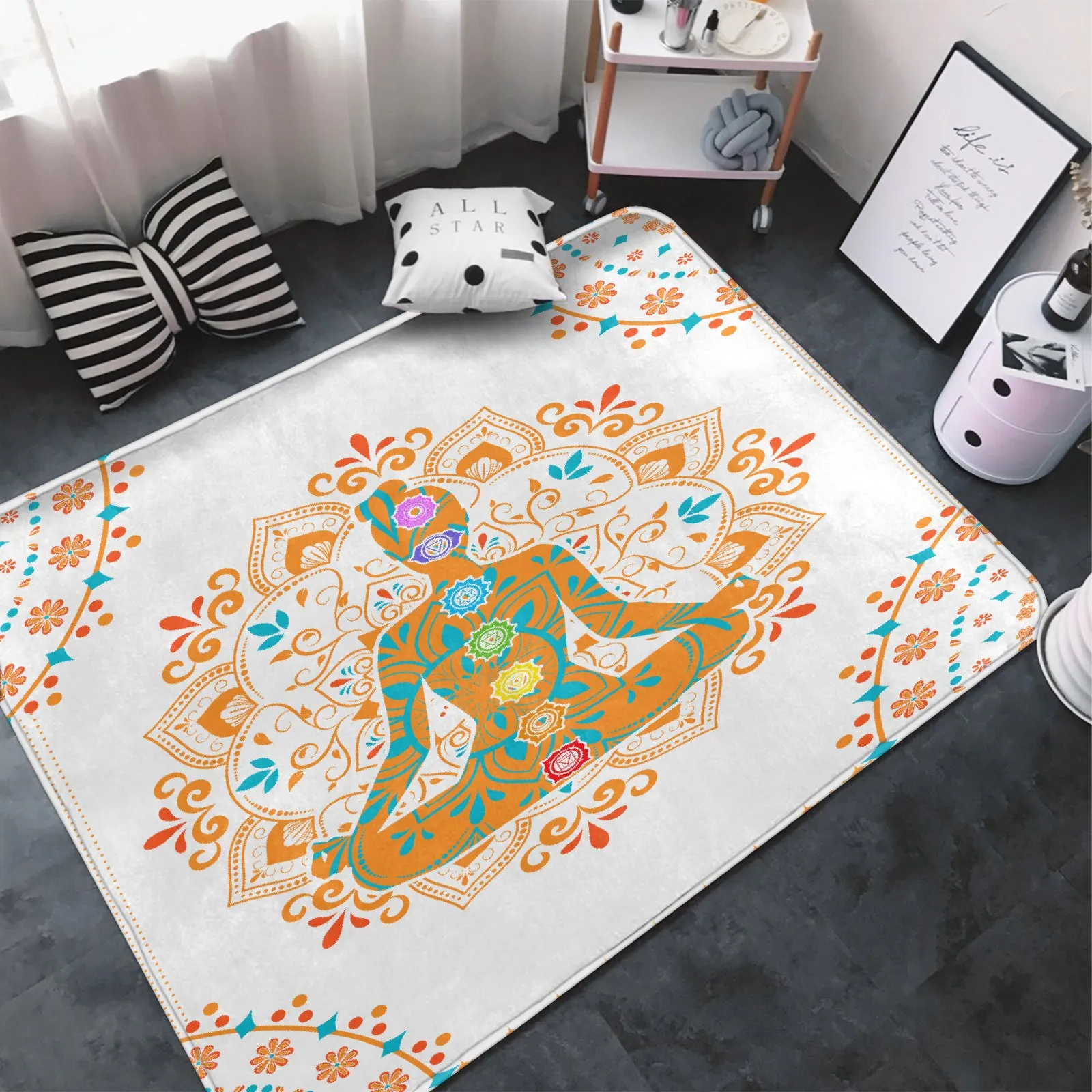 

Yoga Meditation Mandala Carpets Lounge Rug for Living Room Bedroom Decoration Carpet Non-slip Modern Home Decor Mat Rugs