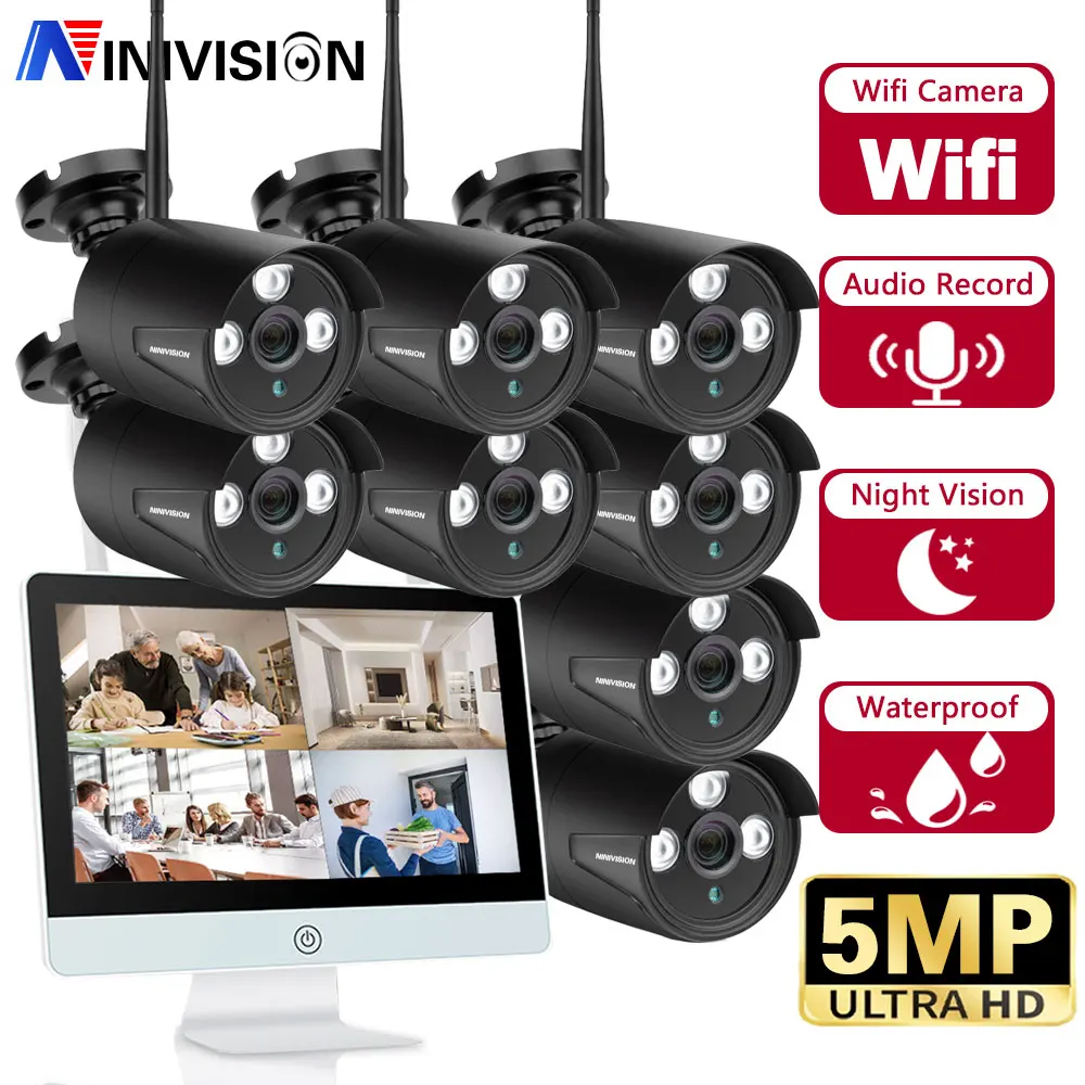 

8CH 5MP Wireless Camera System Home Security P2P Outdoor Waterproof CCTV H.265 Video Surveillance Set With 15.6Inch LCD Monitor