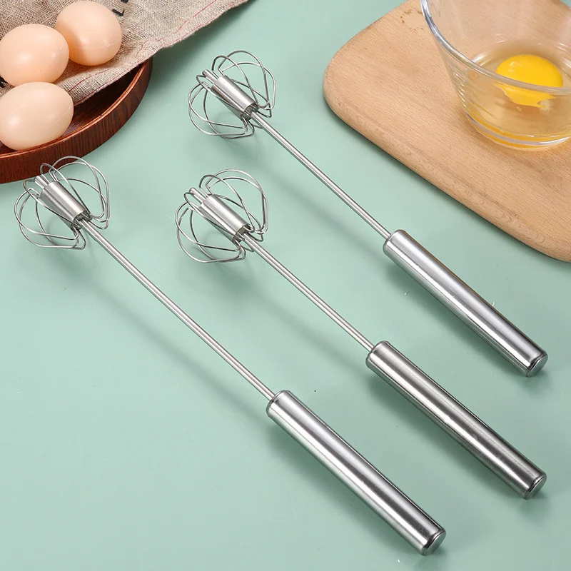 

Semi-automatic Egg Beater 304 Stainless Steel Egg Whisk Manual Hand Mixer Self Turning Egg Stirrer Kitchen Accessories Egg Tools