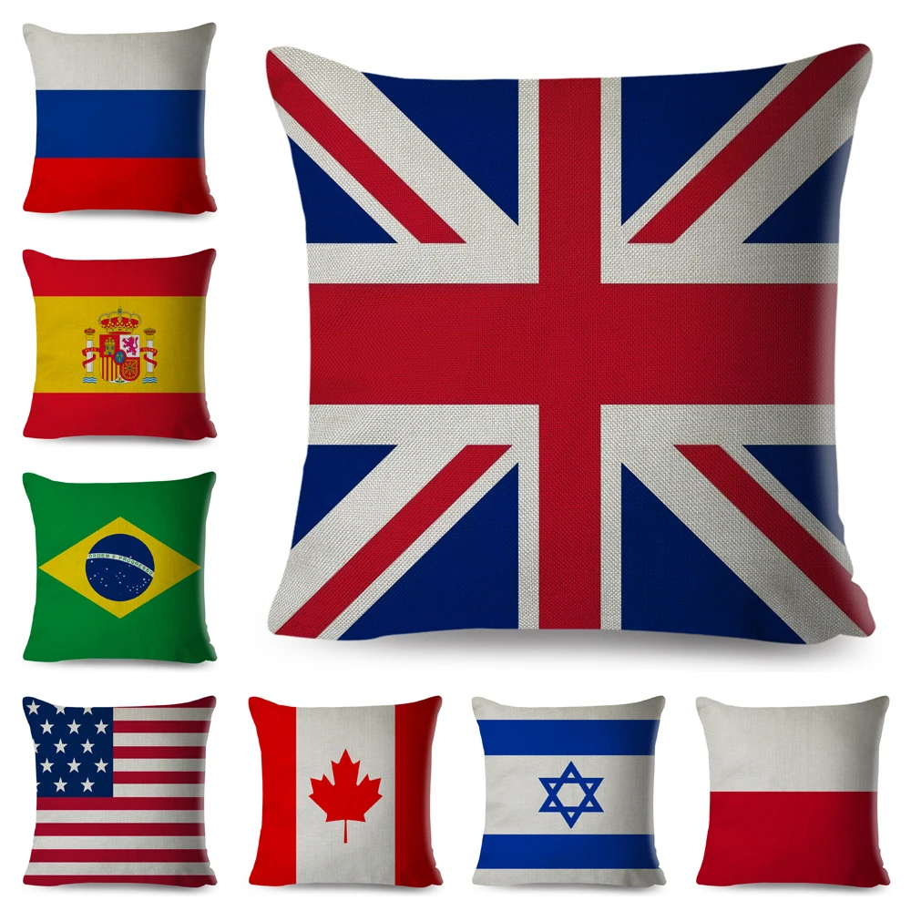 

50 Style National Flag Cushion Cover for Sofa Home Children Room Decor Geometric Print Pillowcase Polyester Pillow Case 45x45cm