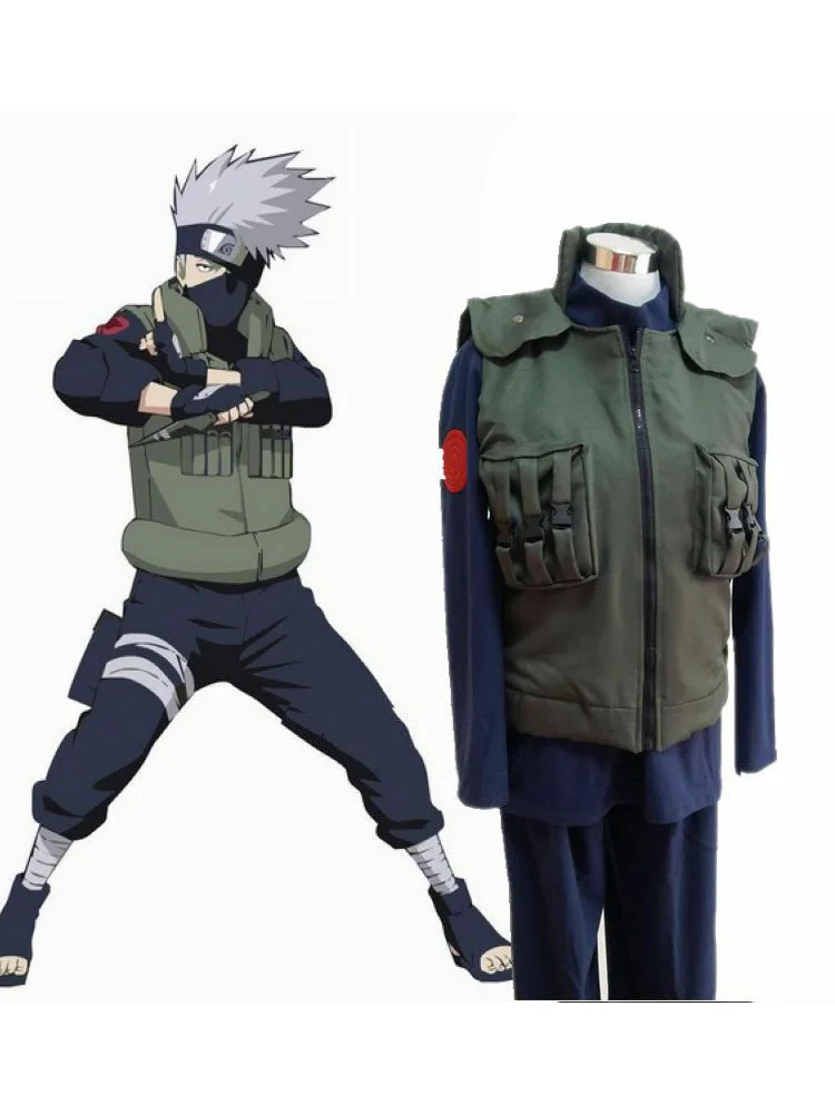 

Anime Naruto Hatake Kakashi Haruro Sakura Cosplay Costume Uniform Ninja Vest Outfit Adult Men Halloween Carnival Party Gifts