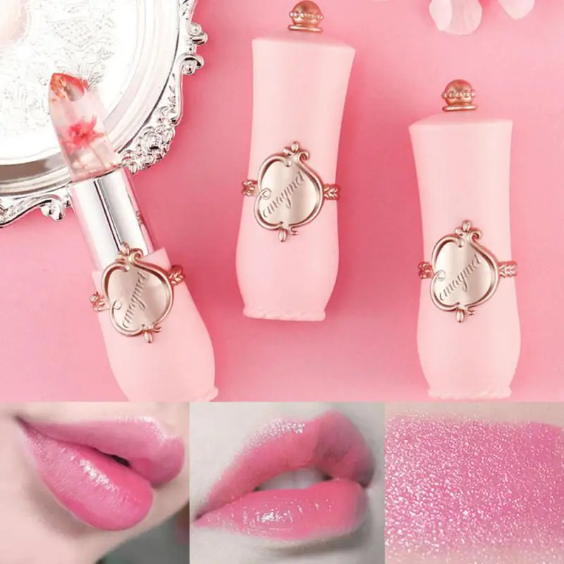 

Moisturizing Lip Gloss Transparent Jelly Flower Lipstick Temperature Color Changing Waterproof Non-stick Cup Makeup 6 Colors New