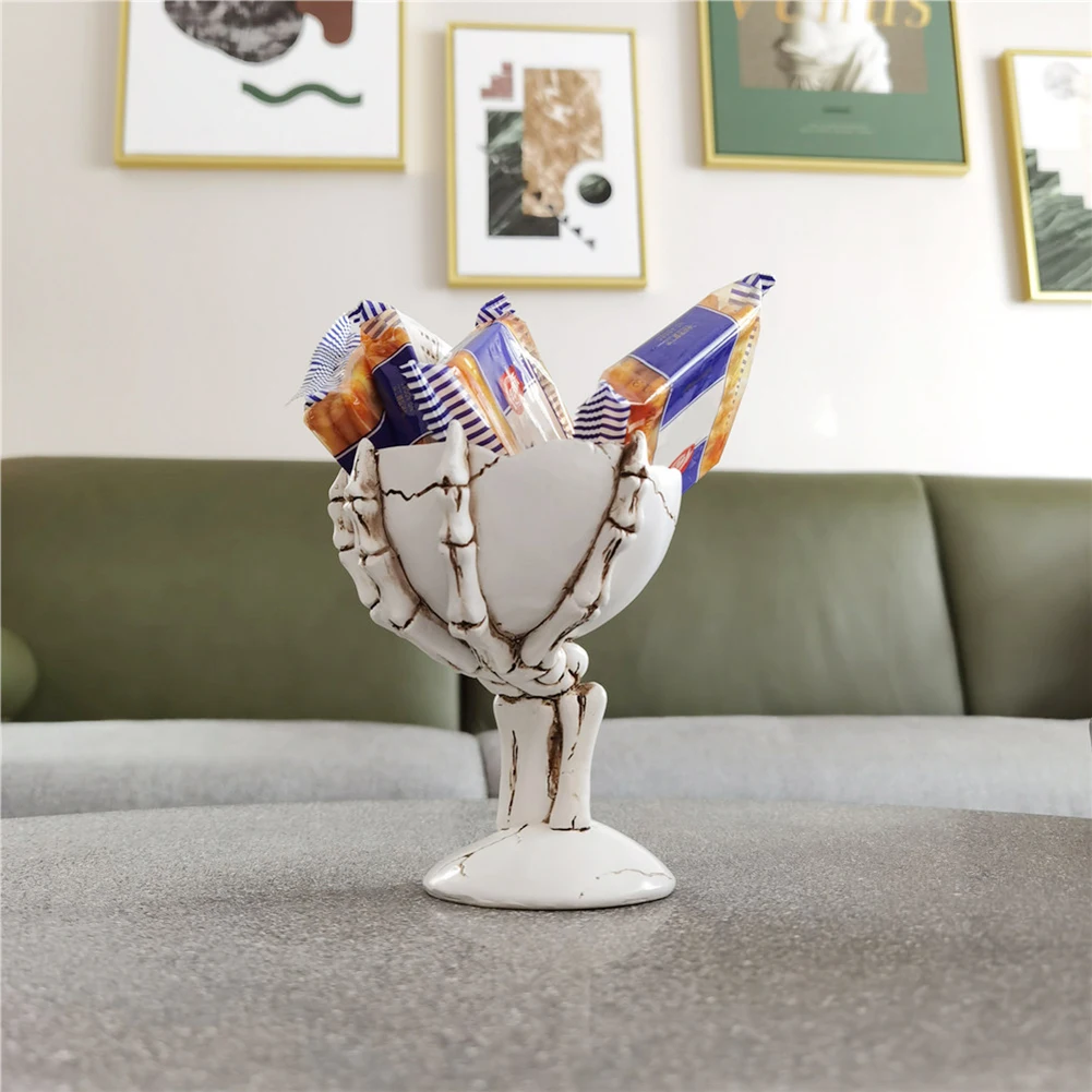 

Ручной поднос с черепом, статуя из смолы, скелет, орнамент, косметика, ювелирные изделия, хранение, художественные изделия для вечеринки, орг...