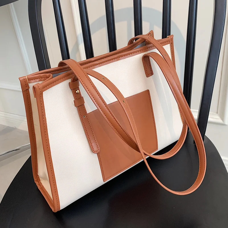 

Retail designer women large totes ladies handbag large capacity shopper casual bags PU leather female brown shoulder bag