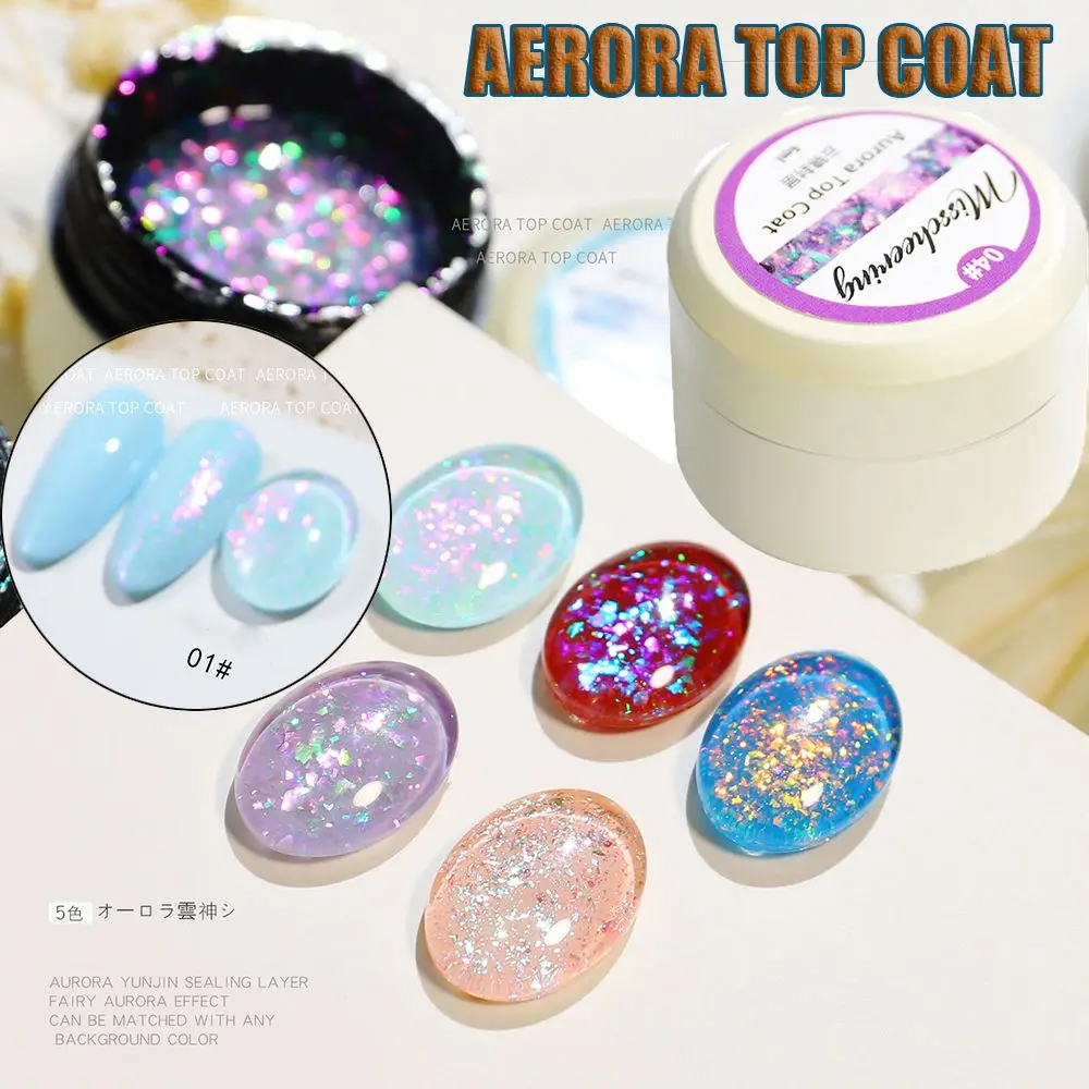 

Manicure Soak Off Gel Nail Polish Nail Art Varnish Glitter Shiny Effect Gel Polish Nail Art Aurora Nail Top Coat