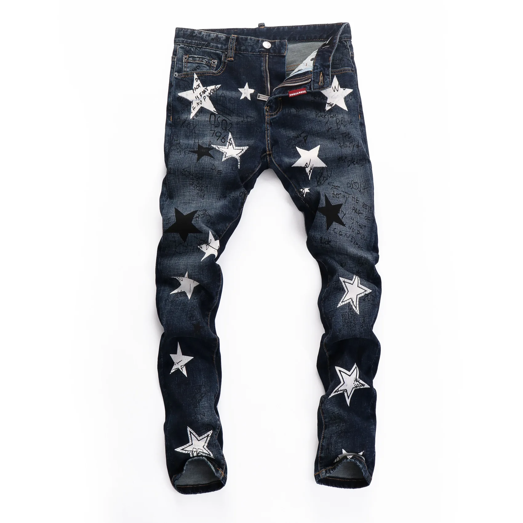 

Italy Dsquared2 Brand Mens Jeans Men's Fashion Casual Slim Elasticity D2 Denim Pants DSQ Print Street Hip Hop Punk Denim Trouser