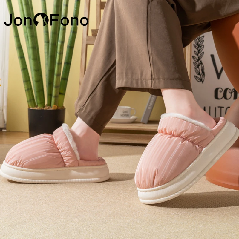 

JonoFono 2023 New Slipper For Women Thick Bottom Warm Winter Flat Shoes Non-Slip Indoor Slippers Fashion Female Homewear