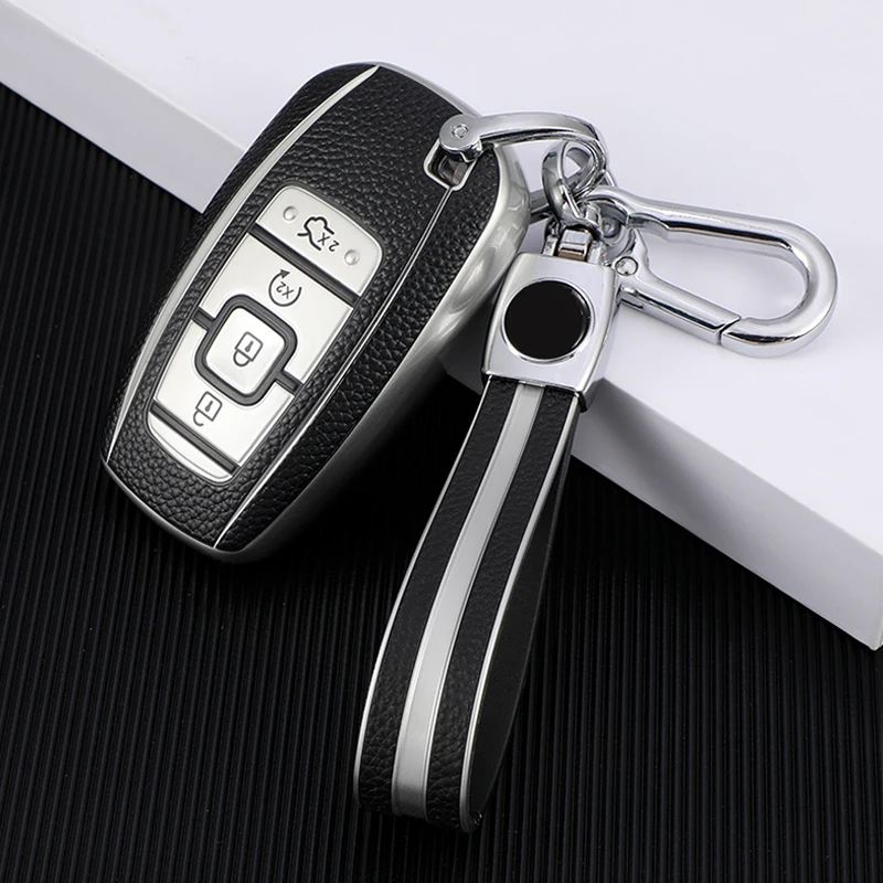 

TPU+Leather 4 Button Car Key Case Cover For Lincoln MKC MKZ MKX 2017 2018 2019 Car Holder Shell Colorful Car-Styling Accessories