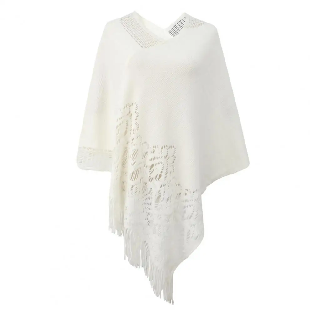 

Fall Poncho Elastic Women Autumn Cape V Neck Shawl Beautiful Irregular Hem Shawl Fall Poncho