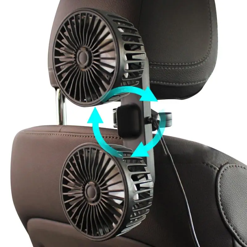 

Автомобильный Вентилятор 360 градусов Регулируемый с двойной головкой охлаждающий воздушный вентилятор бесщеточный двигатель с низким уровнем шума воздушный охлаждающий Автомобильный Вентилятор Mini USB для автомобиля