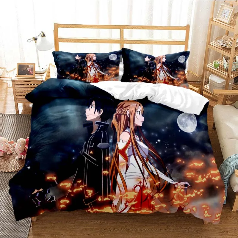

Cartoon Asuna Sword Art Online Duvet Cover Sets Pillowcase Bedding Set Kids Children Gift Girls Single Queen King Size Bed Linen