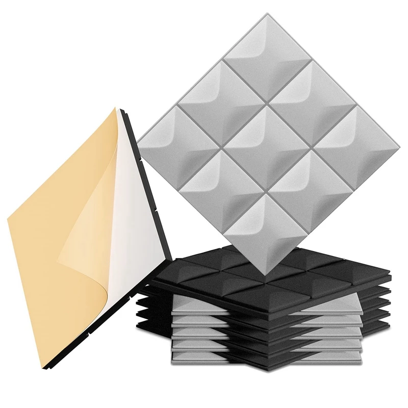 

Самоклеящиеся звукостойкие пенопластовые панели, комплект из 24 акустических пенопластовых панелей 2 дюйма x 12 дюймов x 12 дюймов, для стен, студии, дома и офиса