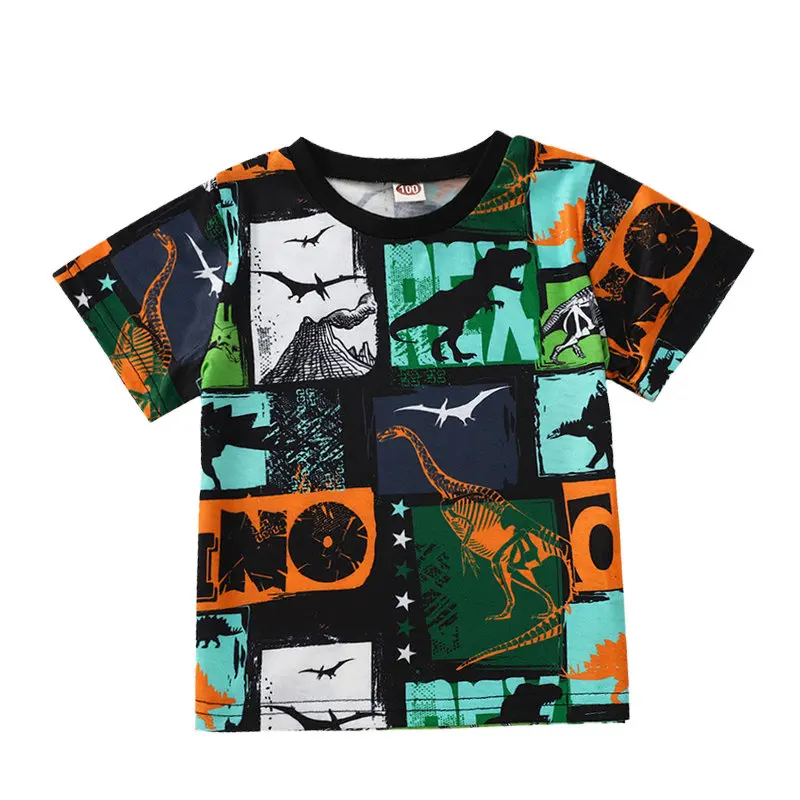

Summer Short Sleeve Colorful Dinosaur Printed Children's Boy T-Shirt 1-5Y Kids Boys Cartoon Shirt Cotton Casual Tee Tops Clothes