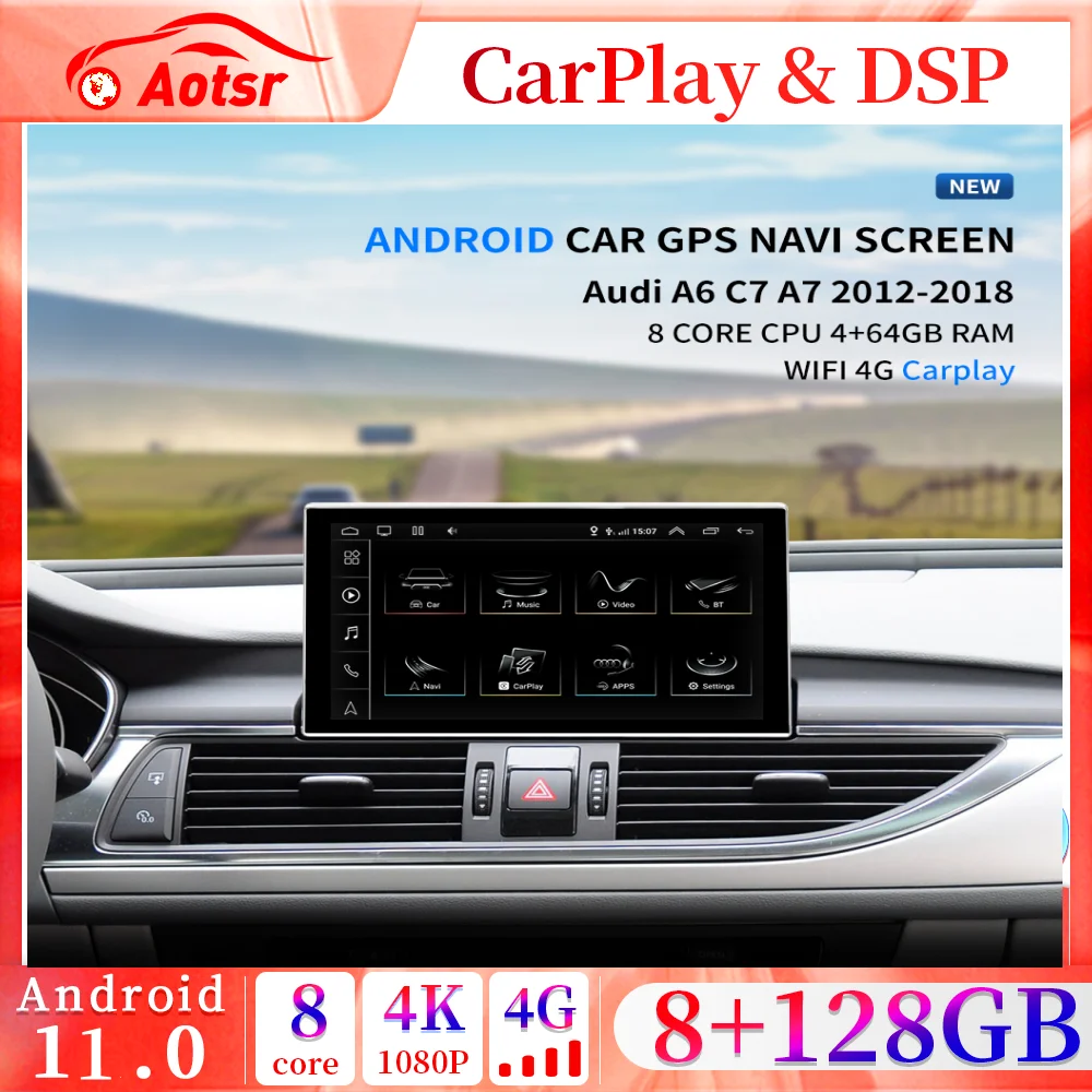 

8-Core Android 10 System Car Multimedia Stereo For Audi A6 C7 A7 2012-2018 WIFI 4G 4+64GB Carplay IPS Touch Screen GPS Navi Unit