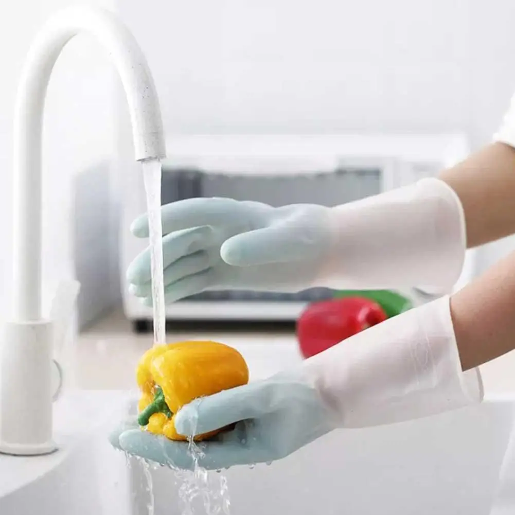 

1 Pair Kitchen Dish Washing Gloves PVC Durable Household Dishwashing Gloves Rubber Gloves For Washing Clothes Cleaning Glov S0U9