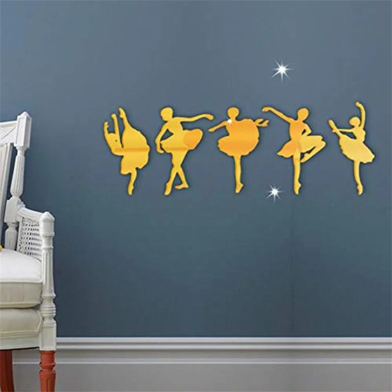 

Princess Ballets Girl Mirror Wall Stickers Cartoon Decorative Wall Decor Poster for Kids Girl Rooms Ballet Girl Wall Stickers