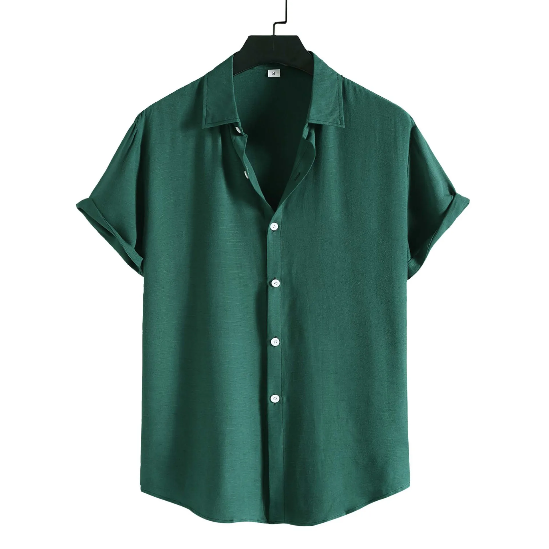 

Solid Color Casual Button Up Shirt Mens Summer Brand New Short Sleeve Hawaiian Beach Shirts Men Harajuku Streetwear Basic Blouse