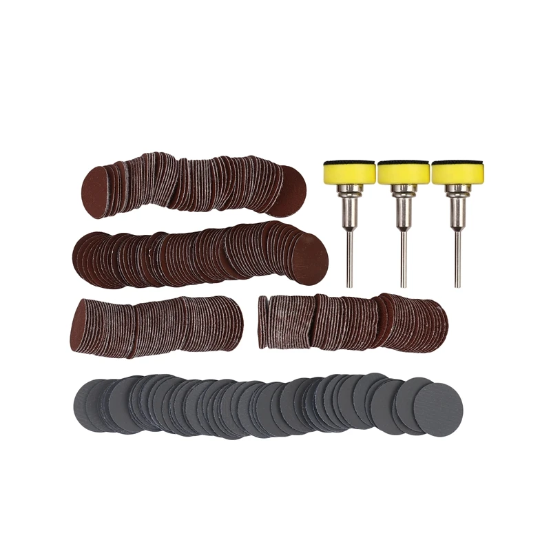 

300PCS 1 Inch Sanding Discs Hook And Loop Grinding Discs With Sticker Backer Plate 1/8 Shank Polishing For Sander Grinder Drill