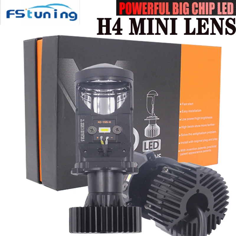 2Pcs H4 Mini Lens Projector LED Car Headlight H4 Projector Lens 100W 10000LM Auto Motorcycles HeadLamp For Bmw..