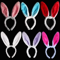 cute easter adult plush bunny ears hairband soft rabbit ears headband for women girls dress costume hair hoops hair accessories