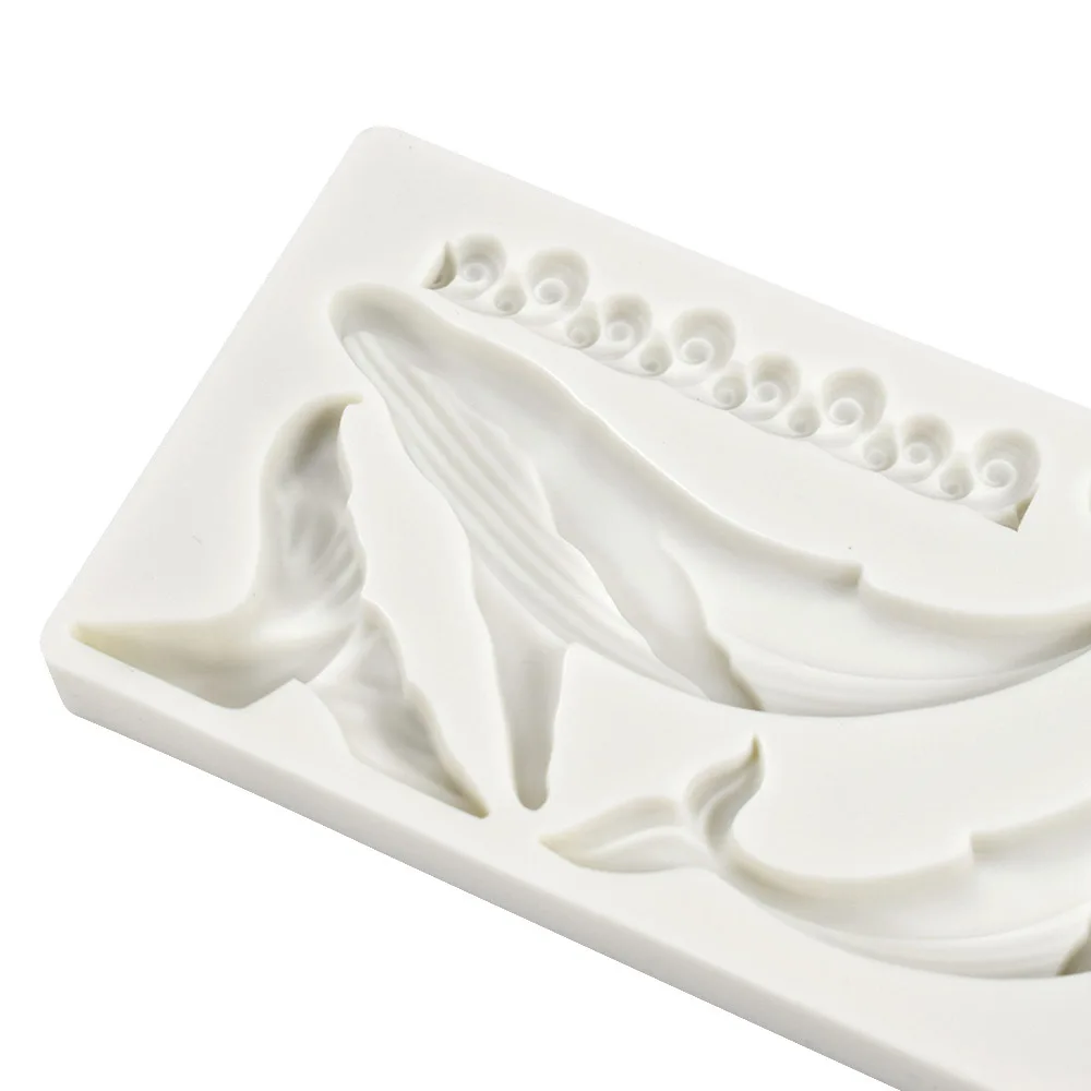 

Blue Whale Shape Silicone Mold Ocean Series Wave Kitchen Fondant Cake Decorating Accessories Baking Tools Clay Gumpaste Mould