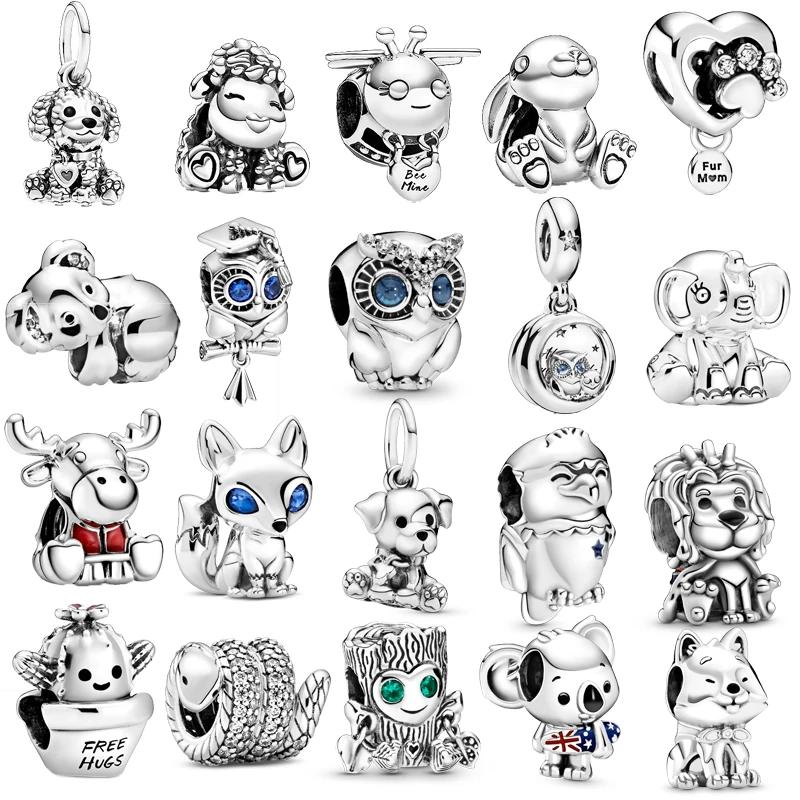 

Женский браслет из серебра 2022 пробы с бусинами в виде животного Элли-слона