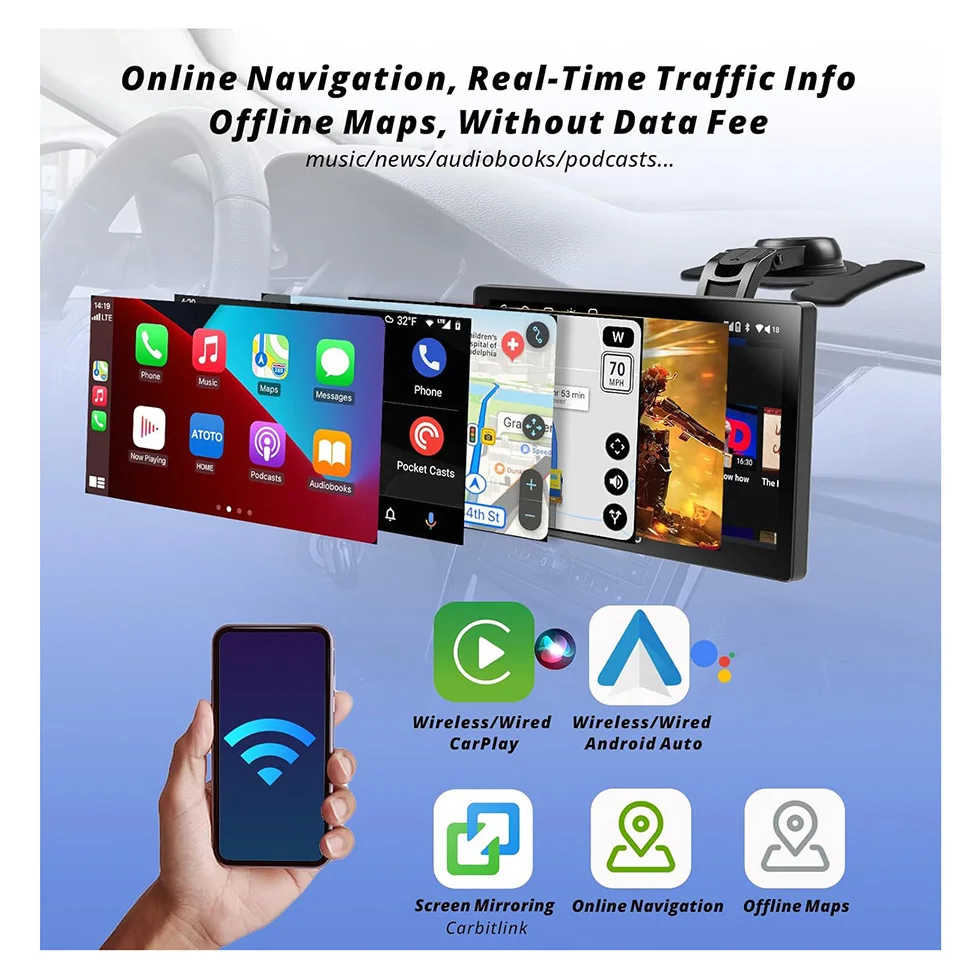 ATOTO Универсальный 9-дюймовый Android автомобильный радиоприемник мультимедийный