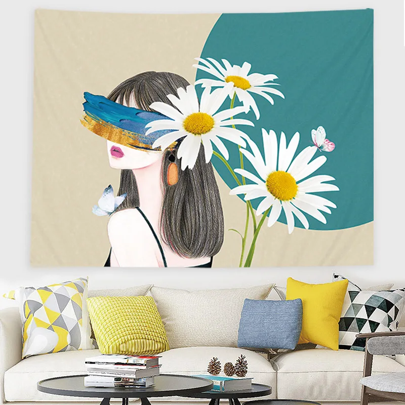 

Nordic Light Luxury Background Cloth Ins Hanging Cloth Dormitory Bedroom Room Dress Up Renovation Decorative Wall Cloth Tapestry