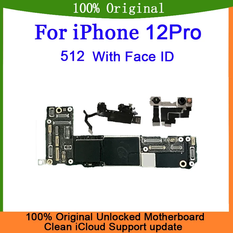 

Test Good For iphone 12 pro Motherboard 128GB 256GB 512GB With Face ID Mainboard Clean iCloud Logic Board Support Update