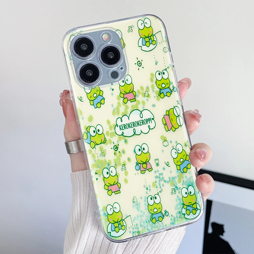 Прозрачный чехол Kerokero Keroppi для iPhone 15 Pro 16 5 5S SE Max