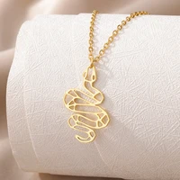 vintage hollow snake pendant necklace for women stainless steel chain choker charm necklace 2022 fashion party jewelry gift