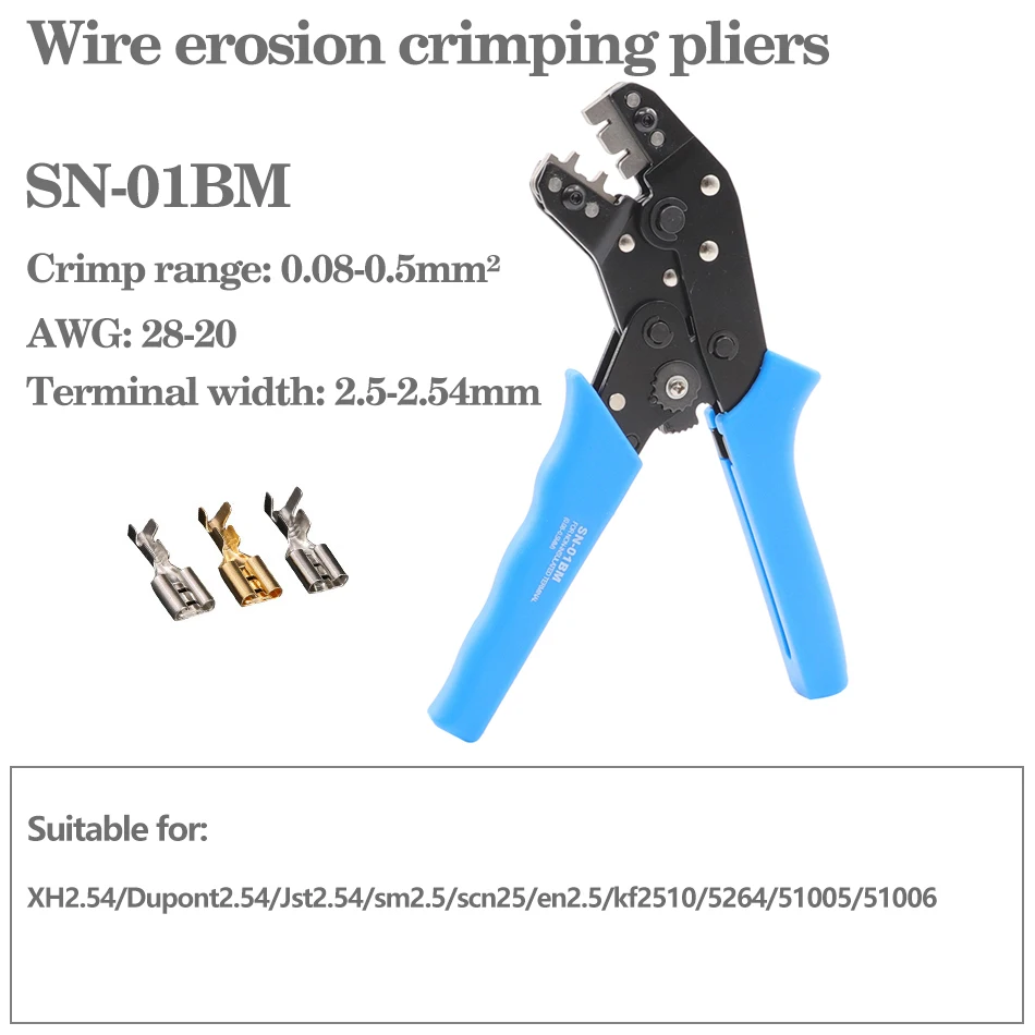 

TMYLOKU Инструмент для обжима клемм 2.54 мм 3.96 мм 4.8 мм 28-18awg