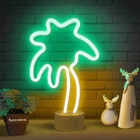 batteryusb powered led palm tree light bedroom desktop tabletop decor 5v small neon night lights