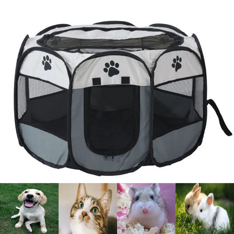 

Dog Tent Portable House Breathable Outdoor Kennels Fences Pet Cat Delivery Room Easy Operation Octagonal Playpen Doghouse Crate