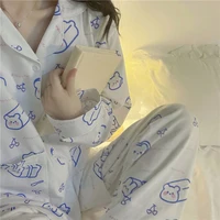 houzhou pajamas for women japanese kawaii pijamas spring autumn night home suit girls pyjamas loungewear nightwear sets female