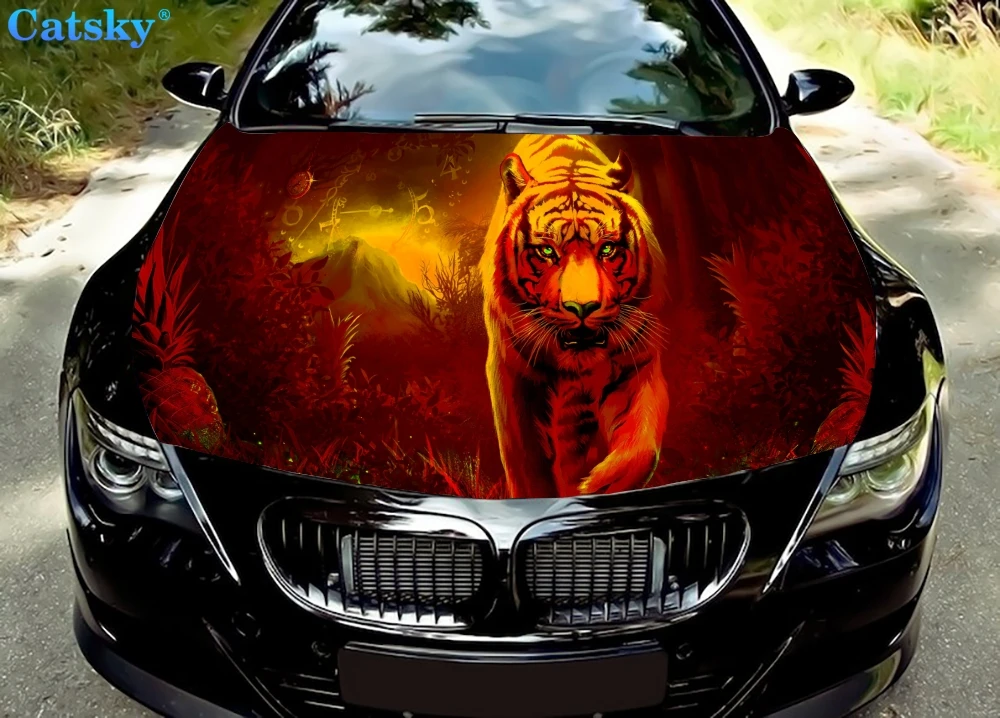 

Animal Car Accessories Sticker Decor, Car Hood Sticker, Hood Protection Sticker, Vinyl Car Sticker, Tiger Car Body Decal Decor