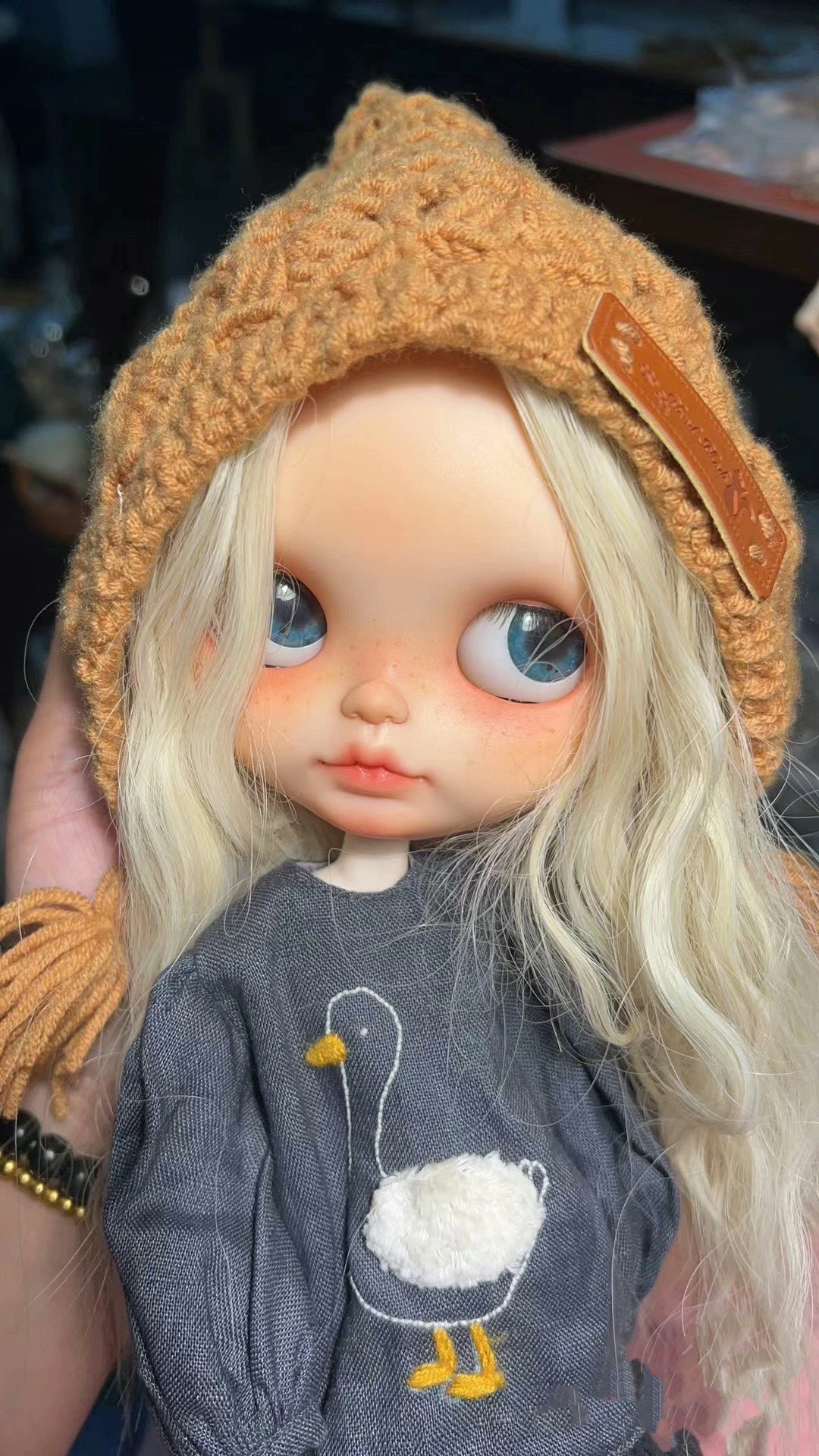 

Blythe hat Hollowed-out spirit hat hand woven wool hat (Fit blythe、qbaby Doll Accessories)