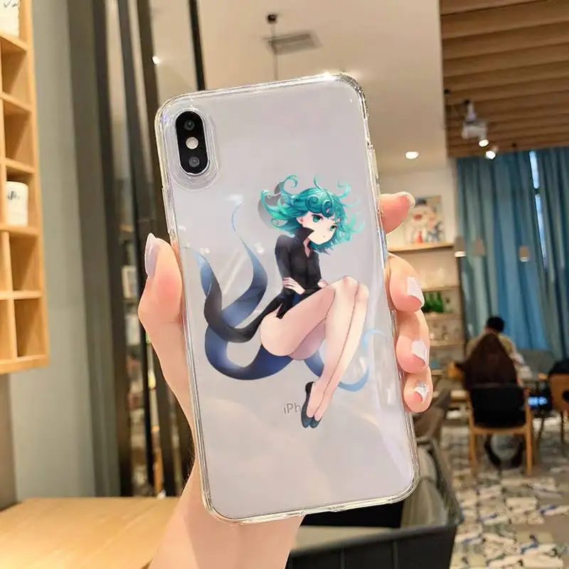 Чехол для телефона с аниме One-Punch-Man Tatsumakis iPhone 11 12 Mini 13 Pro XS Max X 8 7 6s Plus 5 SE XR прозрачный