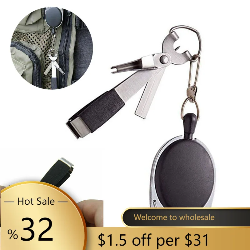 

Quick Knot Tying Tool 4 In 1 Fly Fishing Clippers Line Nipper Hook Sharpener Set Retractor Outdoor Sports Fishing Tools Tackle