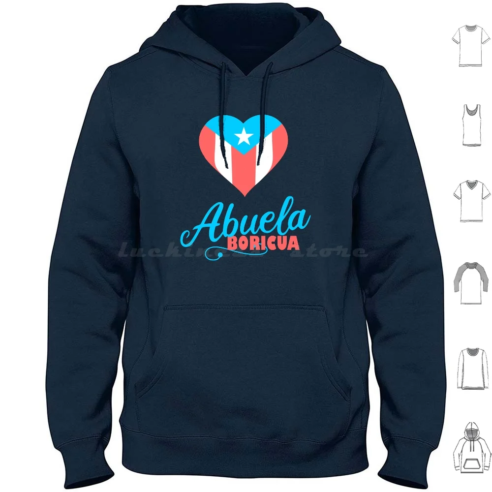 Boricua Grandma Puerto Rico Flag Heart Hoodies Long Sleeve Puerto Rican Grandma Granny Latina Puerto Rico Flag Boricua