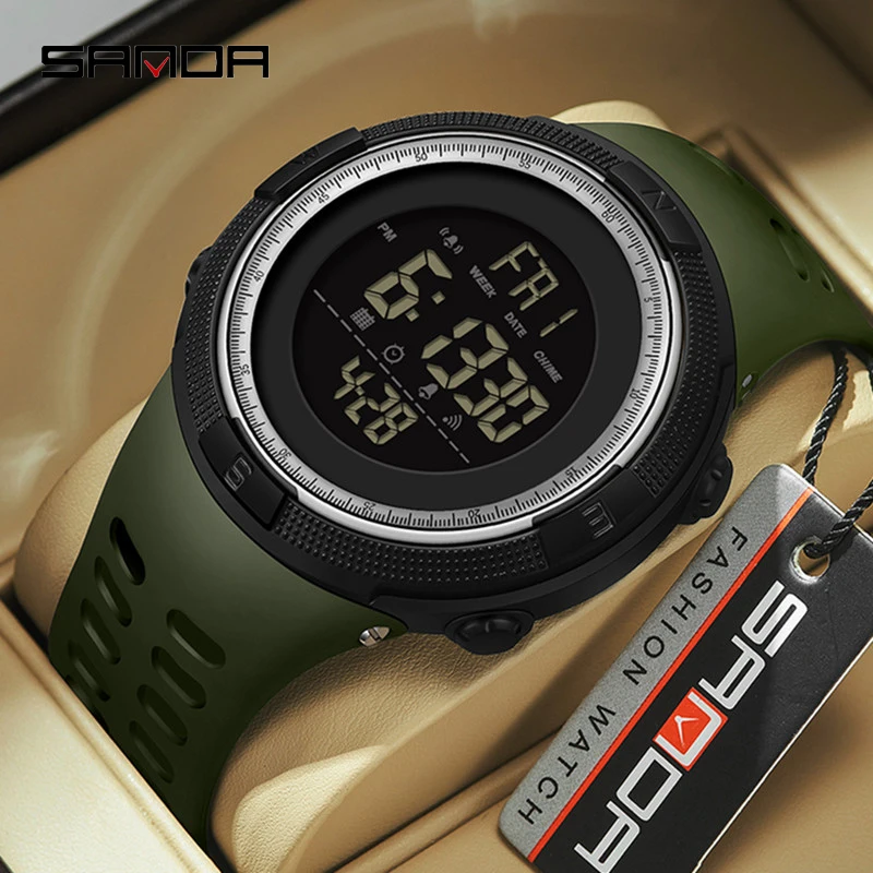 

SANDA 2003 Men's Sport Watch Big Dial Military Digital LED Watches Multifunction Clock Fitness Timekeeping Electronic Wristwatch