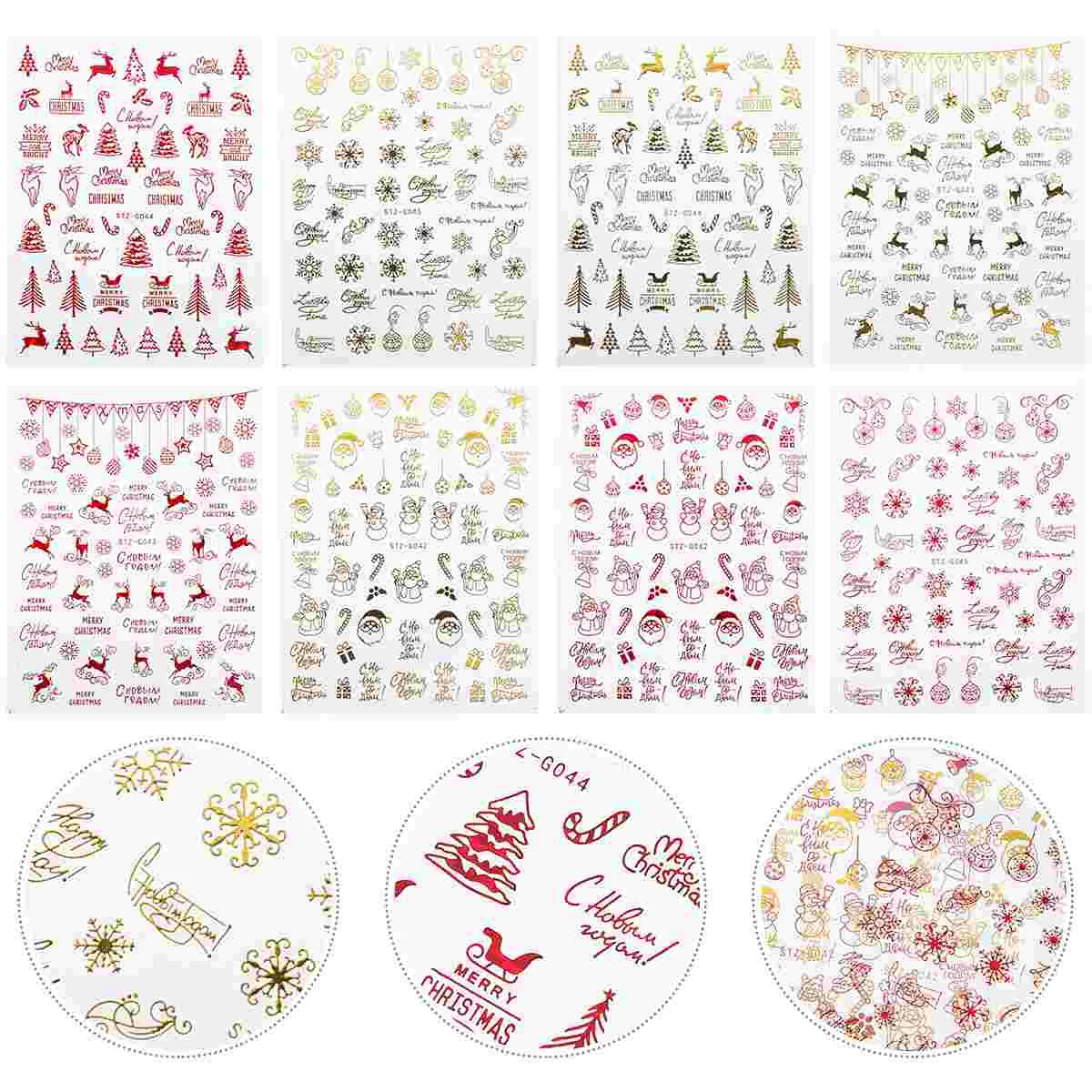 

Nail Christmasstickers Sticker Santa Decals Supplies Claus Decalself Adhesive Acrylic Decoration Transfer Design Winter Diy 3D